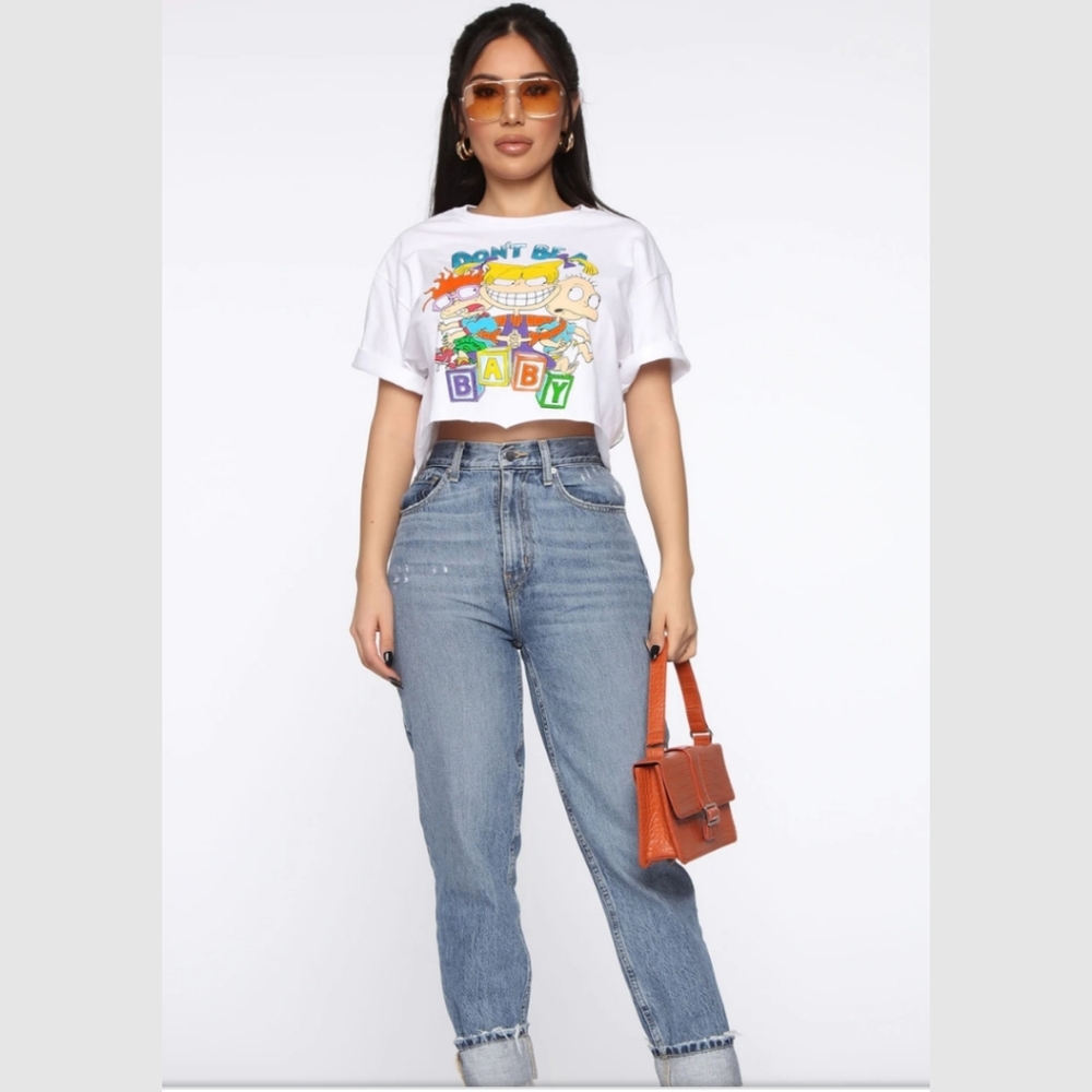 Don't be a baby Rugrats crop top white